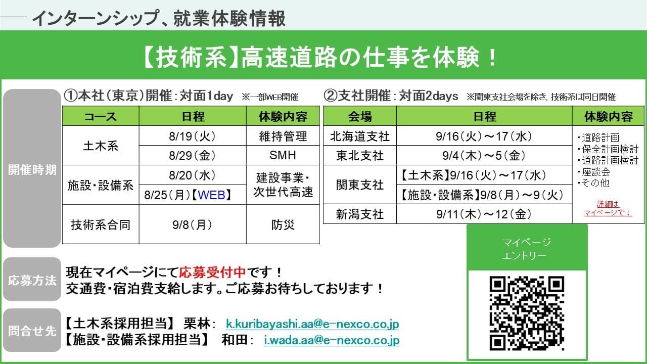 【本社開催】高速道路の建設や管理に関する仕事を実際に体験いただきます のカバー画像
